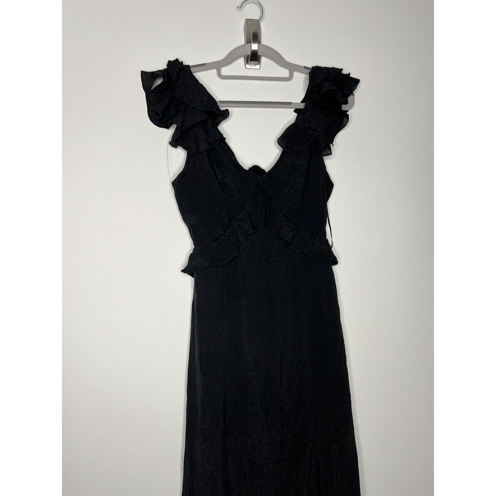Francescas Blue Rain Maxi Dress Womens Small Black Ruffle Flowy Fairy Whimsigoth - Picture 8 of 16